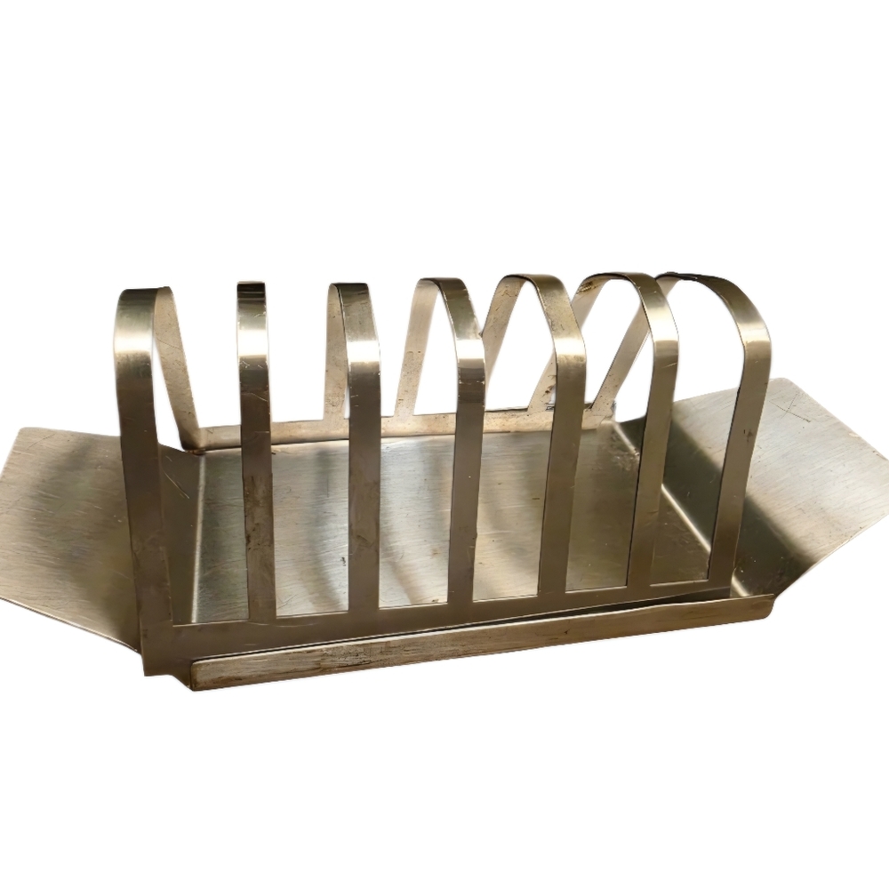 Vintage MCM 6 slice toast caddy. Stainless steel. Origin:  Oxford England